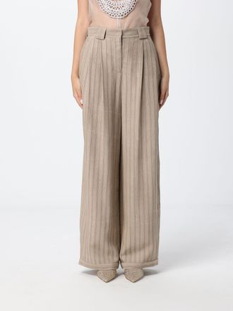Emporio Armani Pantaloni palazzo a righe in viscosa a vita alta