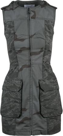 Marine Serre Tubino in tela militare - Dames - Korte kleedjes - Veelkleurig - 2XS - Katoen - Kleedjes