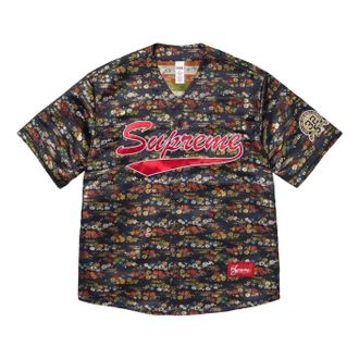 SUPREME SS26 Floral Jacquard Baseball Jersey Navy SUP-SS26-140-NVY