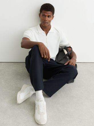 Reiss White Emmett Bonded-leather Suede Running Trainers, 645