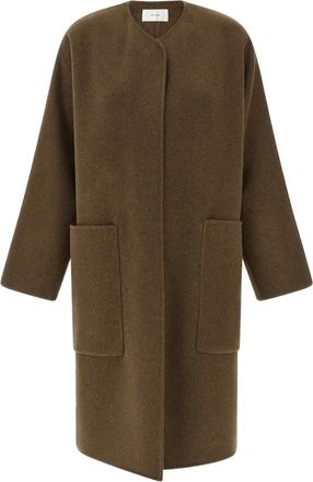 The Row Tiberus jas met ronde hals en zak - Bruin