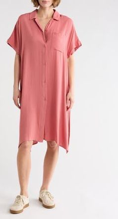 Nordstrom Rack Everyday Button-Down Beach Cover-Up Tunic in Coral Faded at Nordstrom Rack, Size X-Small