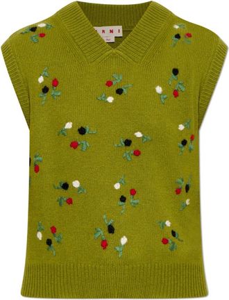 Marni Wolvest - Dames - V-hals truien - Groen - S - Wol - Truien & Vesten