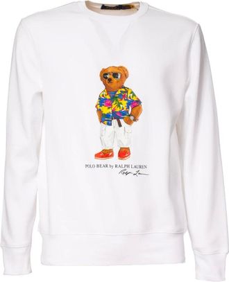 Polo Ralph Lauren Kids Sweatshirts, male, White, XL, Cotton Sweatshirt with Polo Bear Print