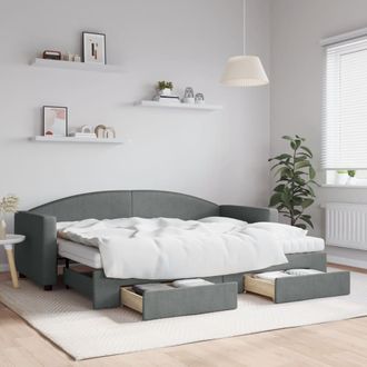 vidaXL Vidaxl - Sof&aacute; Cama Nido Con Cajones Tela Gris Oscuro 80x200 Cm