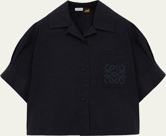 Loewe x Paulas Ibiza Anagram Short-Sleeve Button-Down Shirt