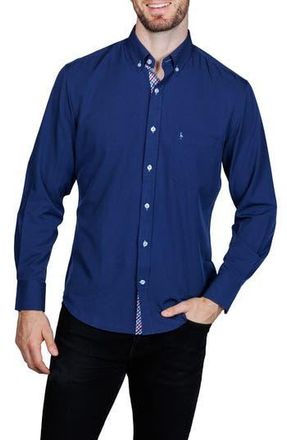 Tailorbyrd M&eacute;lange Performance Button Down Shirt in Navy at Nordstrom Rack, Size Medium