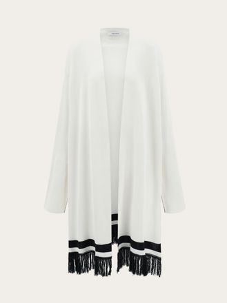 Ferragamo Donna Cardigan lungo con frange Bianco