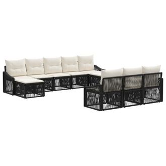vidaXL Conjunto De Sof&aacute;s De Jard&iacute;n 10 Pcs Negro Rat&aacute;n Sint&eacute;tico Vidaxl