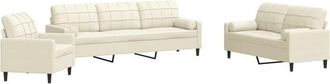 vidaXL Vidaxl - Juego De Sof&aacute;s Con Cojines 3 Piezas Terciopelo Crema