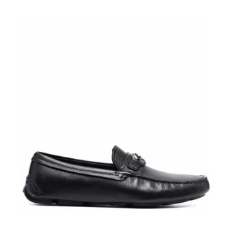 Giorgio Armani Elegante Zwarte Leren Loafers - Heren - Loafers - Zwart - 45 EU - Schoenen