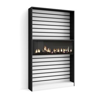 Skraut Home Skraut Home - Librer&iacute;a Estanter&iacute;a, Estanteria Libros De Pared, 110x186x25cm, Sal&oacute;n - Comedor - Oficina, Chimenea El&eacute;ctrica, Estilo Moderno, Blanco Y N