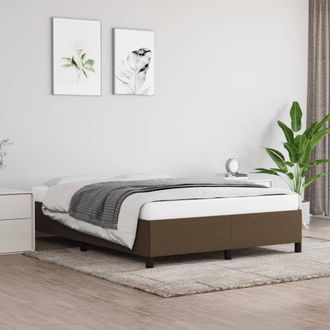 vidaXL Cama Sin Colch&oacute;n Tela Marr&oacute;n Oscuro 140x190 Cm Vidaxl