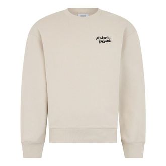 Maison Kitsun&eacute; Sweatshirts, male, Beige, Size: XL Handwriting Comfort Sweatshirt