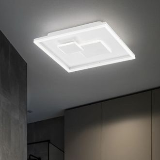 ETC Shop Plafoniera led dimmerabile tramite interruttore plafoniera soggiorno, metallo plastica bianco, 27W 2150lm bianco caldo, l 40,5 cm