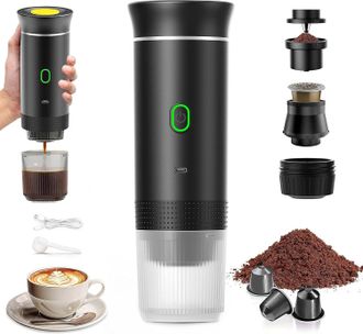 OEM Cafetera Port&aacute;til De Viaje, Calentamiento R&aacute;pido, Cafetera Port&aacute;til 3 En 1 De 12 V, Calentamiento Autom&aacute;tico En 4-6 Minutos, C&aacute;psulas Grandes, Caf&eacute; Mo