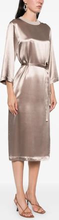 PESERICO Satin Midi Dress - Beige