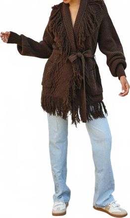 Dress Forum Cable Fringe Detail Cardigan In Brown