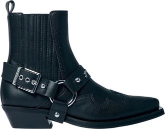 Ganni Schoenen, Dames, Zwart, 38 EU, Leer, Leren Western Chelsea Laarzen