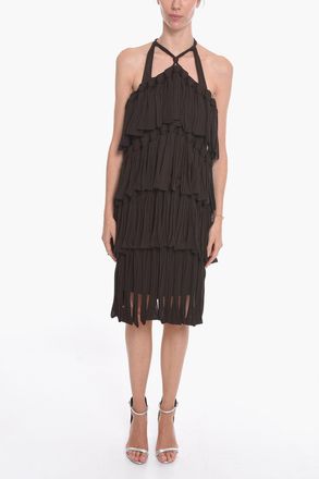 Bottega Veneta Vestito Halter Neck LOOPS in Misto Seta Bottega Veneta