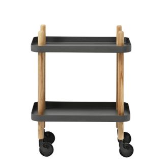 NORMANN COPENHAGEN Block Beistelltisch/Servierwagen - schwarz/Gestell Esche schwarz