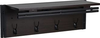 Hhg Hhg - Nunca Usado] Perchero De Pared 618, Estante Perchero, 4 Ganchos 24x75x24cm Estructura 3d, Marr&oacute;n Oscuro