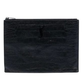 Saint Laurent Pre-owned Clutch in Pelle Effetto Coccodrillo - - Pre-owned - Donna - Nero - ONE SIZE