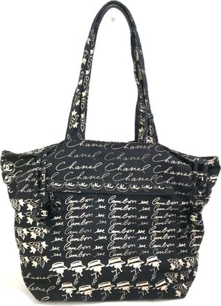 Chanel Black Cloth Tote Bag (Pre-Owned)