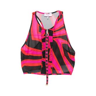 Pucci Sleeveless Tops, female, Multicolor, Size: M Iride Print Crop Top