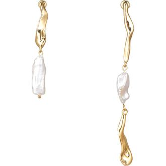 Classicharms Freshwater Baroque Pearl Asymmetrical Molten Drop Earrings in Gold at Nordstrom