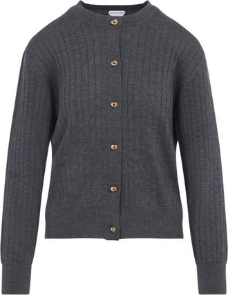 Bottega Veneta Grey Ribbed Knit Cardigan