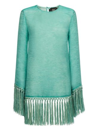 Taller Marmo Claudia fringe-trim mini dress - Green