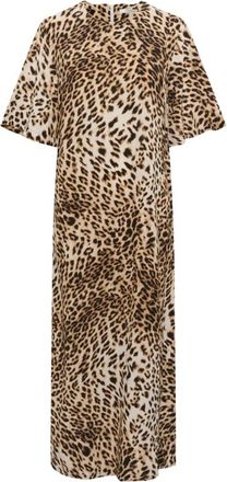 Gestuz Luipaardprint Jurk Botergeel - Dames - Casual kleedjes - Bruin - 2XS - Kleedjes