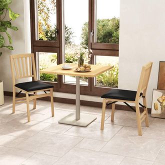 Costway Costway Dining Chair Set of 2 Kitchen Folding Armless Chairs w/ Padded Seat in Black