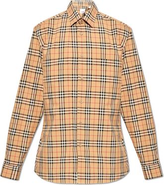 Burberry Simson Geruit Overhemd - Heren - Casual Overhemden - Beige - XS - Katoen - Overhemden