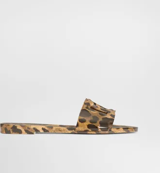 Dolce & Gabbana Leo-print Rubber Beachwear Slides - Woman Slides And Mules Animal Print 35