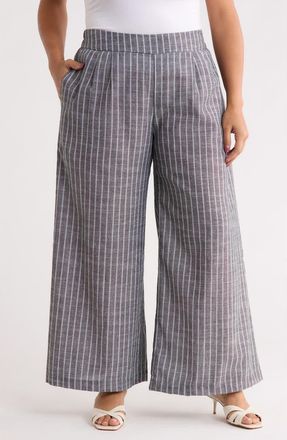 Renee C Tropical Print Wide Leg Pants in Black at Nordstrom Rack, Size 1X