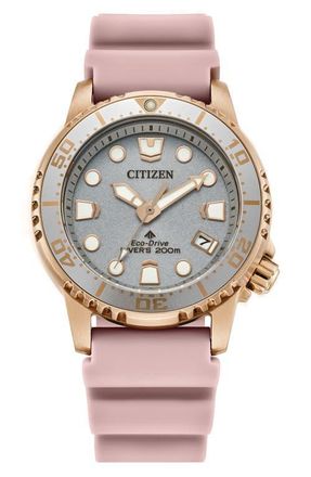 Citizen Promaster Sea Polyurethane Strap Watch, 36.5mm in Pink at Nordstrom