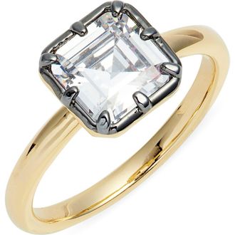Nordstrom Georgian Cubic Zirconia Ring in Clear- Black- Gold at Nordstrom Rack, Size 7