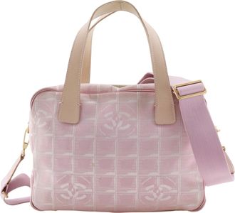 Chanel Travel Line Convertible Satchel Nylon Pink Nylon Handbag (Pre-Owned)
