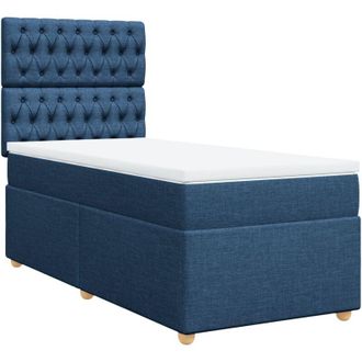 vidaXL Cama Box Spring Con Colch&oacute;n Tela Azul 90x190 Cm Vidaxl