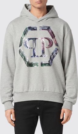 Philipp Plein Felpa con cappuccio in cotone con logo Hexagon e monogram
