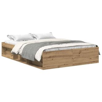 Berkfield Home Bed Frame without Mattress Artisan Oak 140x190cm Engineered Wood in Brown | Size: 140x190 cm