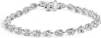 House of Brilliance IGI Certified 14K White Gold 12.0 Cttw Pear Cut Lab Grown Diamond Tennis Bracelet