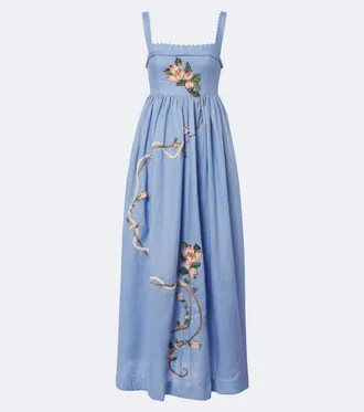 Agua Bendita Barbara embroidered linen maxi dress
