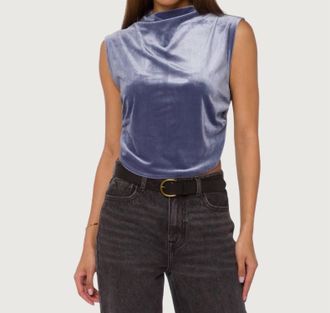 Velvet Heart Lavali Velvet Sleeveless Mock Neck Top In Ash Blue