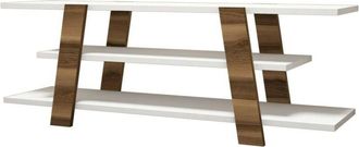 Dmora Dmora - Mueble de televisión Doukhadd, Aparador de salón, Mueble bajo para tv, Base de pared equipada, 120x34h42 cm, Nogal y Blanco