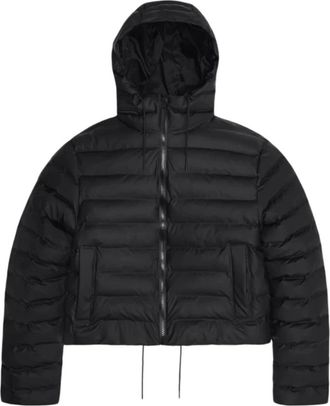 Rains Short Puffer Jacket - Dames - Winterjassen - Zwart - XS - Leer - Jassen