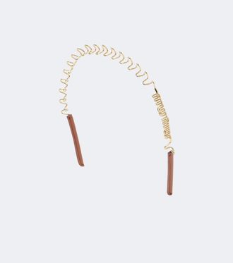 Miu Miu Logo leather-trimmed headband