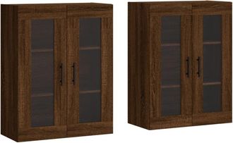 vidaXL Vidaxl - Armarios de pared 2 uds madera de ingeniería marrón roble